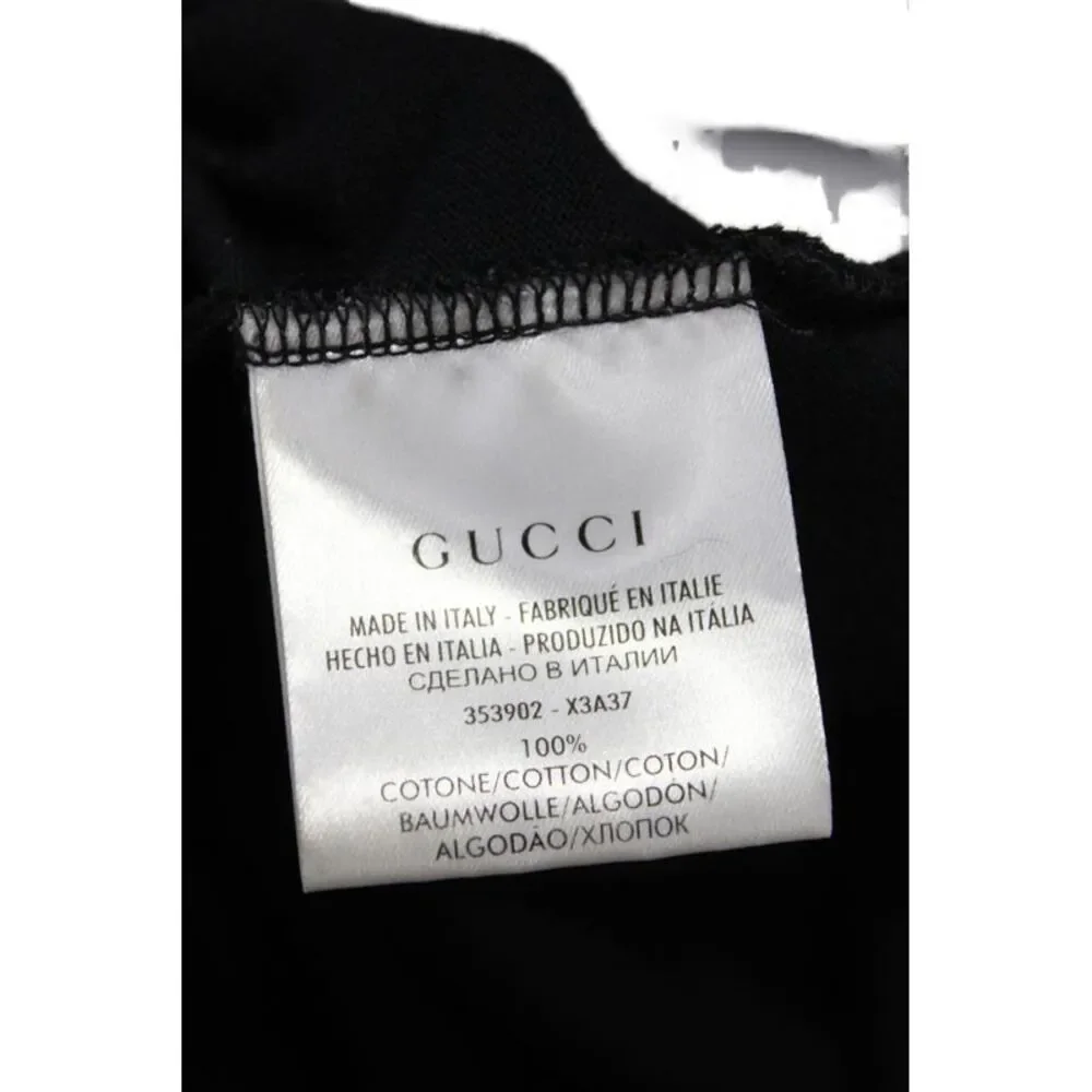 Gucci Mens Cotton Collared Short Sleeve Polo Shirt Black Size XL